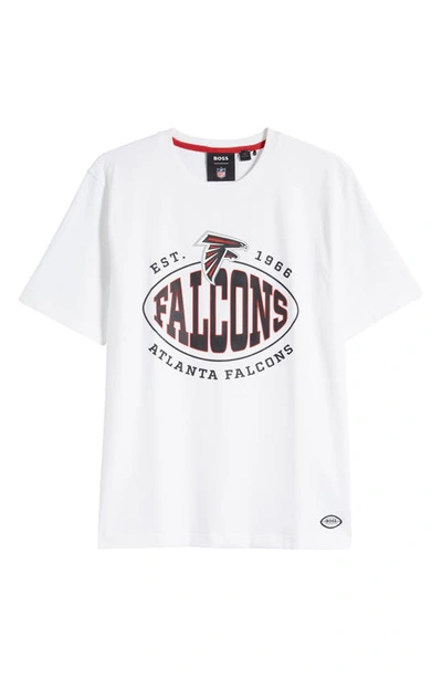 Shop Hugo Boss X Nfl Falcons Stretch Cotton Graphic T-shirt In Open White