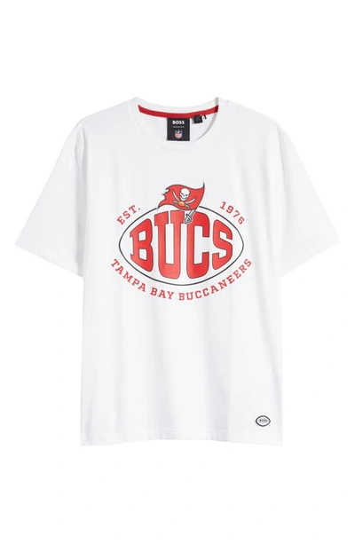 Shop Hugo Boss X Nfl Buccaneers Stretch Cotton Graphic T-shirt In Open White