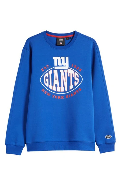 Shop Hugo Boss X Nfl Muff New York Giants Crewneck Sweatshirt In Medium Blue