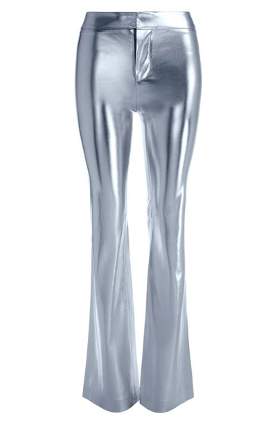 Shop Alice And Olivia Livi High Waist Bootcut Metallic Faux Leather Pants In Silver