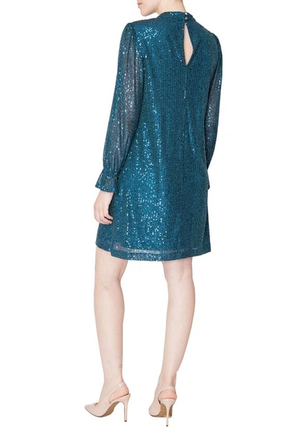 Shop Julia Jordan Long Sleeve Sequin Minidress In Teal