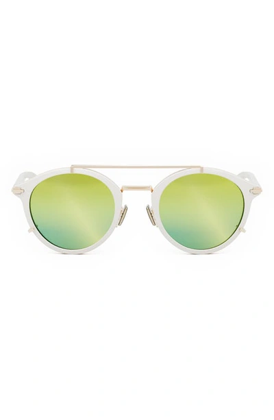 Shop Dior 'blacksuit R7u 50mm Round Sunglasses In Ivory / Green Mirror