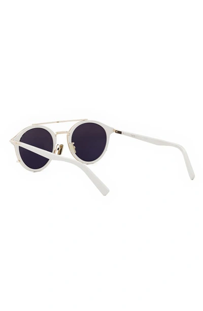 Shop Dior 'blacksuit R7u 50mm Round Sunglasses In Ivory / Green Mirror