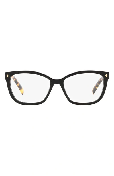 Shop Prada 55mm Rectangular Optical Glasses In Matte Black