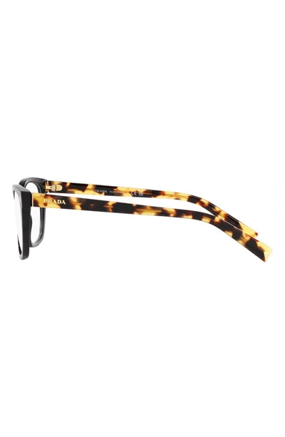 Prada 55mm Rectangular Optical Glasses In Matte Black