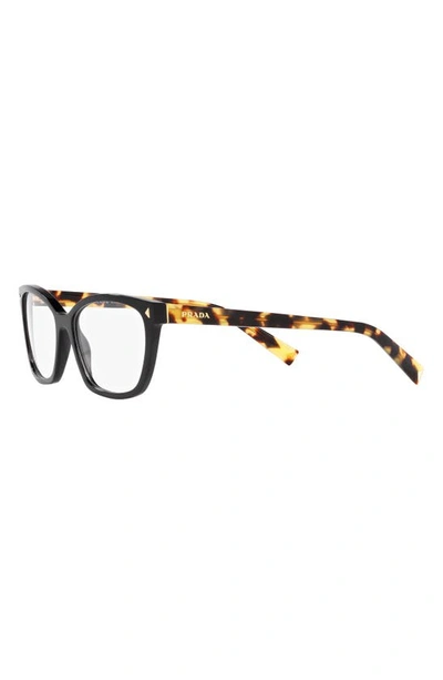 Prada 55mm Rectangular Optical Glasses In Matte Black