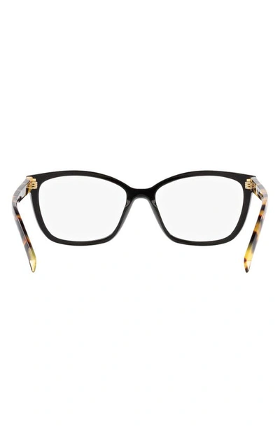 Prada 55mm Rectangular Optical Glasses In Matte Black