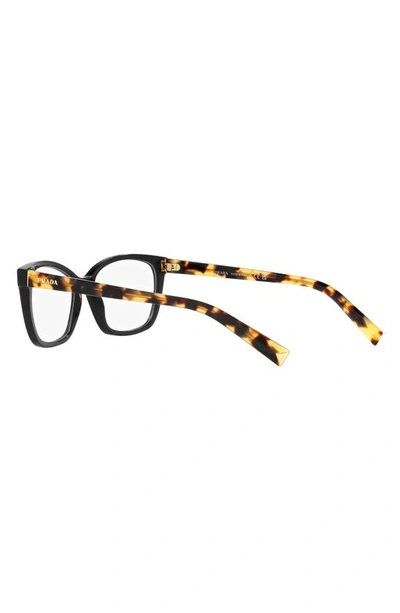 Prada 55mm Rectangular Optical Glasses In Matte Black