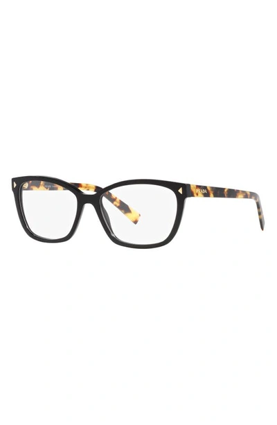 Shop Prada 53mm Rectangular Optical Glasses In Matte Black