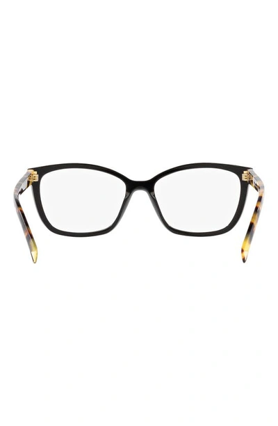 Prada 55mm Rectangular Optical Glasses In Matte Black