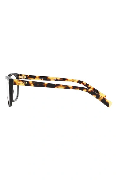 Prada 55mm Rectangular Optical Glasses In Matte Black