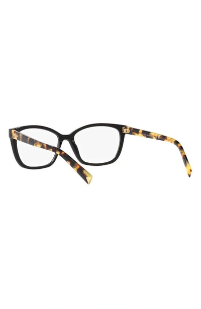 Prada 55mm Rectangular Optical Glasses In Matte Black