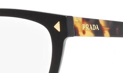 Prada 55mm Rectangular Optical Glasses In Matte Black