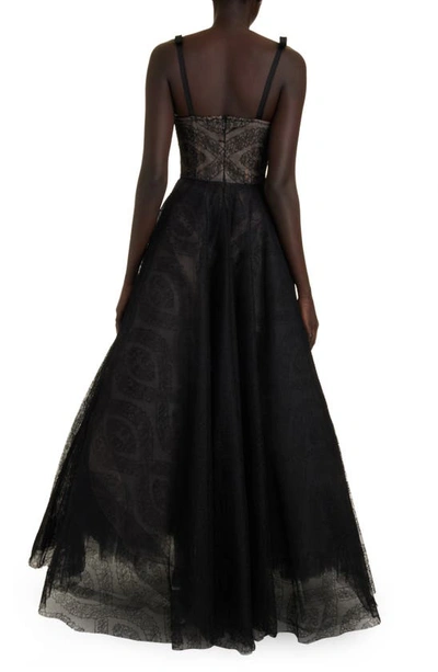 Shop Giambattista Valli Chantilly Lace Ball Gown In Black