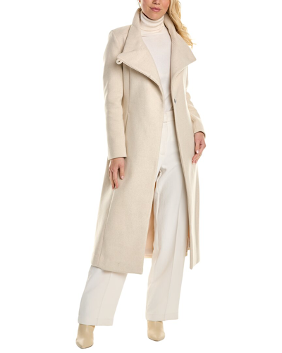 Shop Kenneth Cole Belted Wool-blend Maxi Coat In Brown
