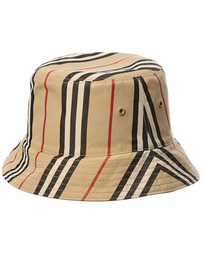 Shop Burberry Reversible Icon Stripe Bucket Hat In Beige