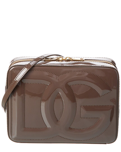 Shop Dolce & Gabbana Dg Medium Patent Camera Bag In Brown