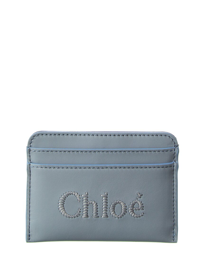 Shop Chloé Sense Leather Card Holder In Blue