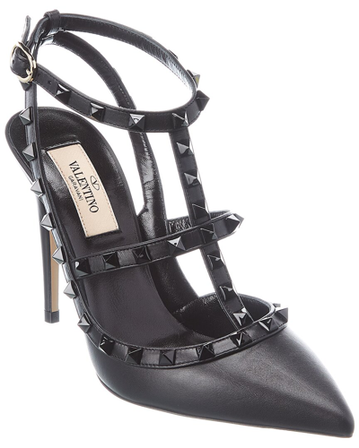 Shop Valentino Rockstud Caged 100 Leather Pump In Black