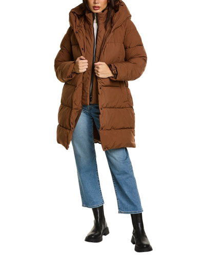 Shop Sam Edelman Hooded Puffer Coat In Brown