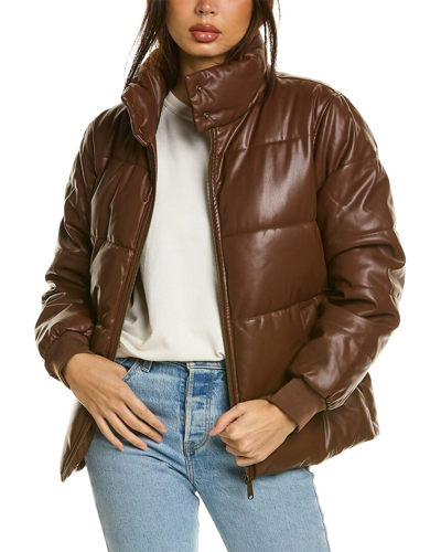 Shop Sam Edelman Stand Collar Puffer Jacket In Brown