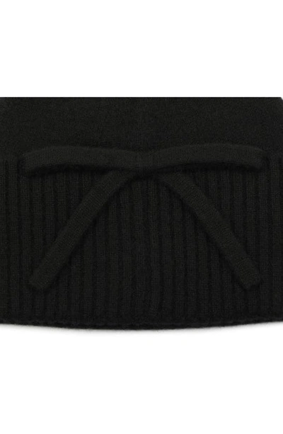 Shop Kate Spade Bow Accent Wool Beanie In Black