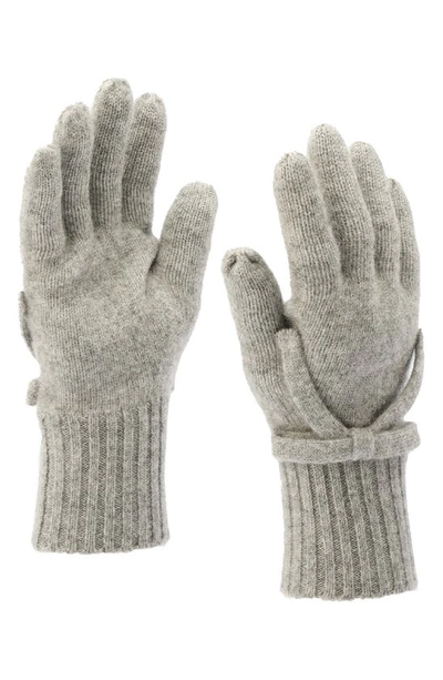 Shop Kate Spade Bow Detail Wool Gloves In Heather Gray