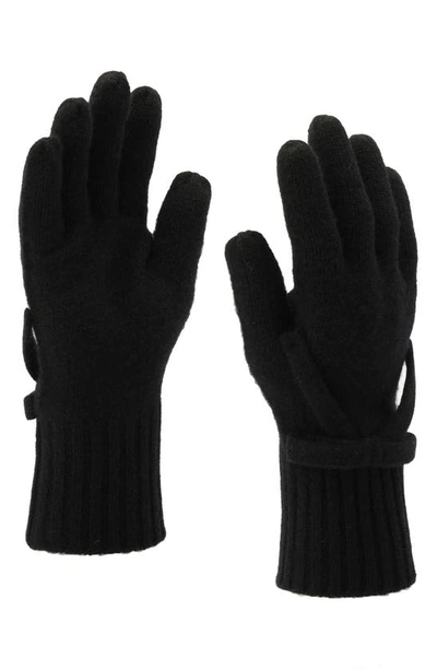 Shop Kate Spade Bow Detail Wool Gloves In Black