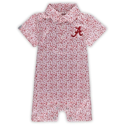 Shop Garb Infant  White Alabama Crimson Tide Crew All-over Print Polo Bodysuit