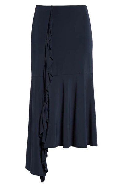 Shop Paloma Wool Gelly Cascade Ruffle Asymmetric Jersey Skirt In Dark Navy
