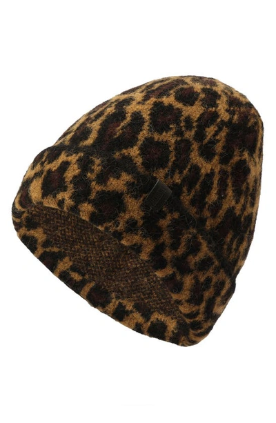 Shop Allsaints Brushed Leopard Pattern Beanie In Natural Multi