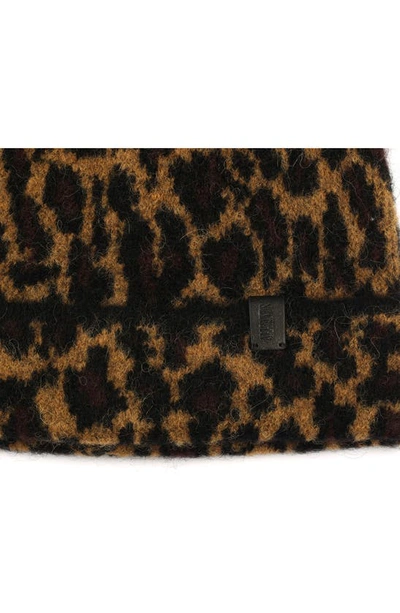 Shop Allsaints Brushed Leopard Pattern Beanie In Natural Multi