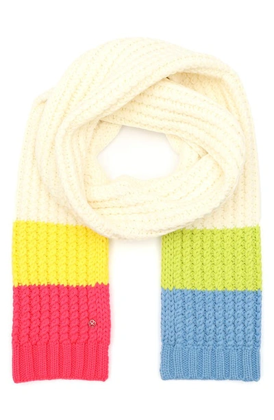 Shop Kate Spade Marble Cable Knit Scarf In Cream Multi