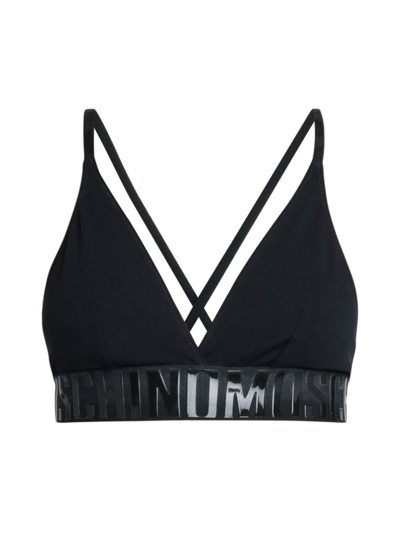 Shop Moschino Women's Logo Triangle Bra In Black