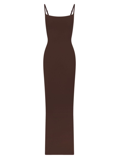 Shop Skims Women's Fits Everybody Long Slip Dress In Cocoa
