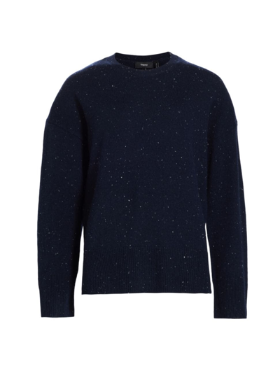 Shop Theory Women's Karenia Speckled Wool-cashmere Sweater In Navy Multi