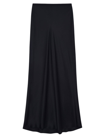 Shop Anine Bing Women's Bar Silk Maxi Skirt In Black