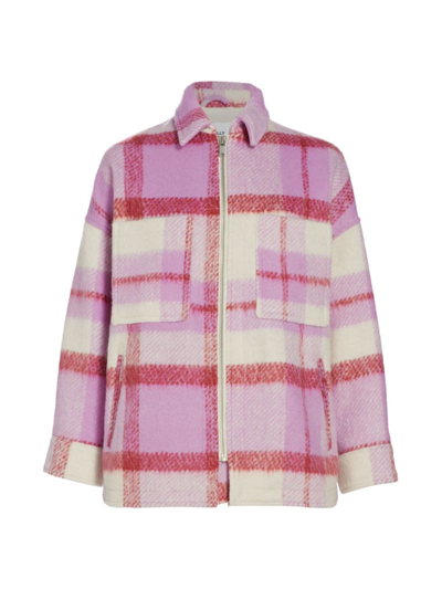 Shop Ena Pelly Women's Ophelia Wool-blend Plaid Shirt Jacket In Spiced Coral Check