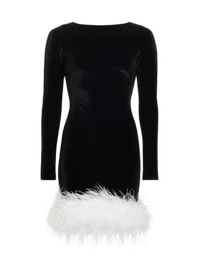 Shop The Bar Women's Adler Feather-trimmed Fitted Minidress In Noir