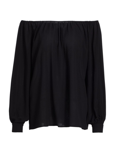 Shop Michael Kors Women's Silk Off-the-shoulder Blouse In Black