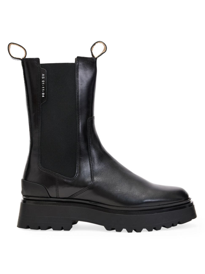 Shop Allsaints Women's Amber 45mm Leather Lug-sole Chelsea Boots In Black