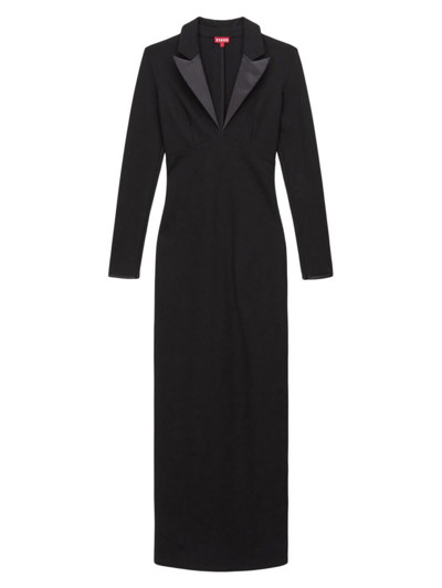 Shop Staud Women's Humboldt Satin Lapel Maxi Dress In Black