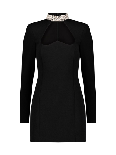 Shop Bcbgmaxazria Women's Embellished Collar Cut-out Minidress In Black