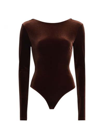 Shop Agolde Women's Corrin Velvet Bodysuit In Chocolate Milk