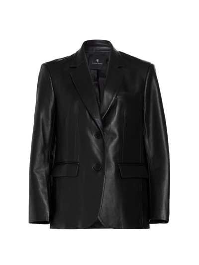 Shop Anine Bing Women's Faux Leather Blazer In Black Recycled Leather