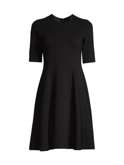 Shop Emporio Armani Women's Ribbed Fit-&-flare Mini Dress In Black