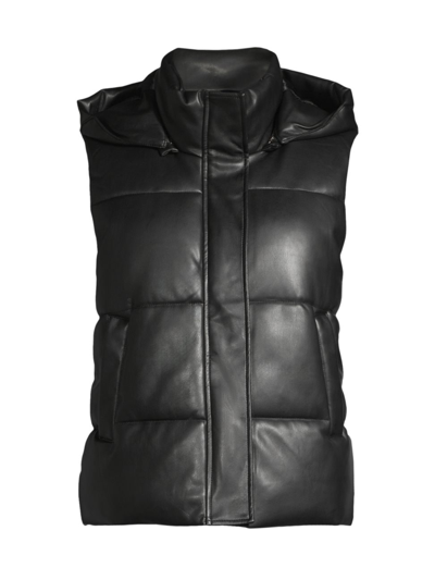 Shop Apparis Women's Rocky Hooded Faux Leather Vest In Noir