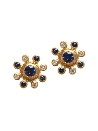 Shop Elizabeth Locke Women's 19k Gold, Diamond & Blue Sapphire Earrings