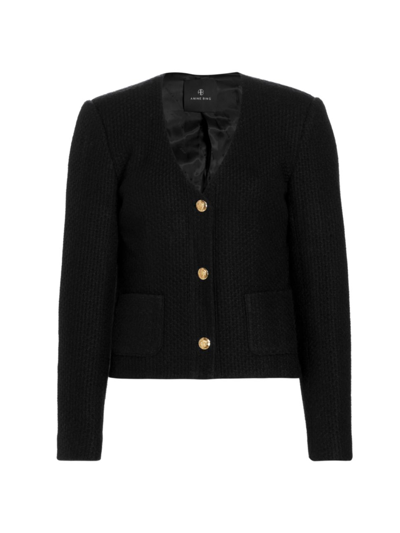 Shop Anine Bing Women's Anitta Woven Jacket In Black Woven