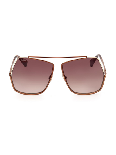Shop Max Mara Women's Elsa 64mm Geometric Sunglasses In Dark Brown Gradient